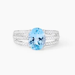 Histoire d'Or Bague Solitaire Carmelice Or Blanc Topaze Et Oxyde De Zirconium Online