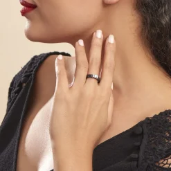 Histoire d'Or Bague Solitaire Ceramik Design Argent  Oxyde De Zirconium Et Céramique Discount