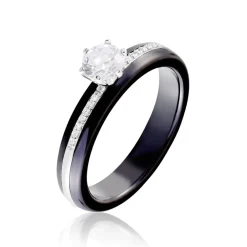 Histoire d'Or Bague Solitaire Ceramik Design Argent  Oxyde De Zirconium Et Céramique Hot