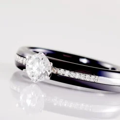 Histoire d'Or Bague Solitaire Ceramik Design Argent  Oxyde De Zirconium Et Céramique Hot