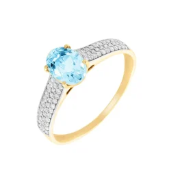 Histoire d'Or Bague Solitaire Crista Or Jaune Topaze Et Oxyde or jaune topaze bleu sky Sale