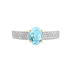 Histoire d'Or Bague Solitaire Crista Or Jaune Topaze Et Oxyde or jaune topaze bleu sky Sale