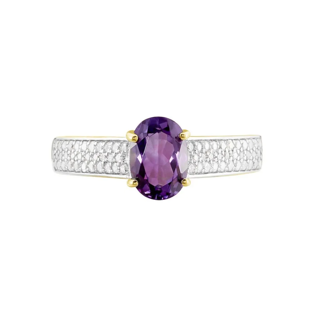 Histoire d'Or Bague Solitaire Crista Or Jauneamethyste Et Oxyde or jaune amethyste violette Online