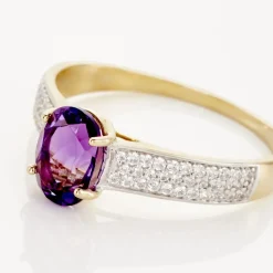 Histoire d'Or Bague Solitaire Crista Or Jauneamethyste Et Oxyde or jaune amethyste violette Online