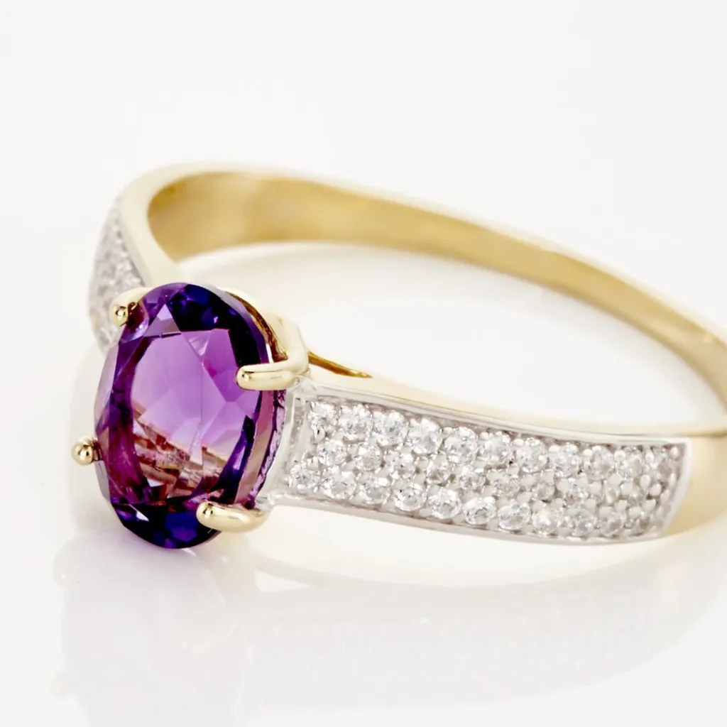 Histoire d'Or Bague Solitaire Crista Or Jauneamethyste Et Oxyde or jaune amethyste violette Online