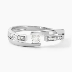 Histoire d'Or Bague Solitaire Elisa Or Blanc Diamant New
