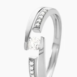 Histoire d'Or Bague Solitaire Elisa Or Blanc Diamant New