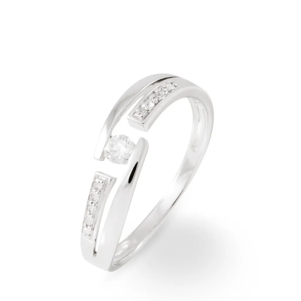 Histoire d'Or Bague Solitaire Elisa Or Blanc Diamant New