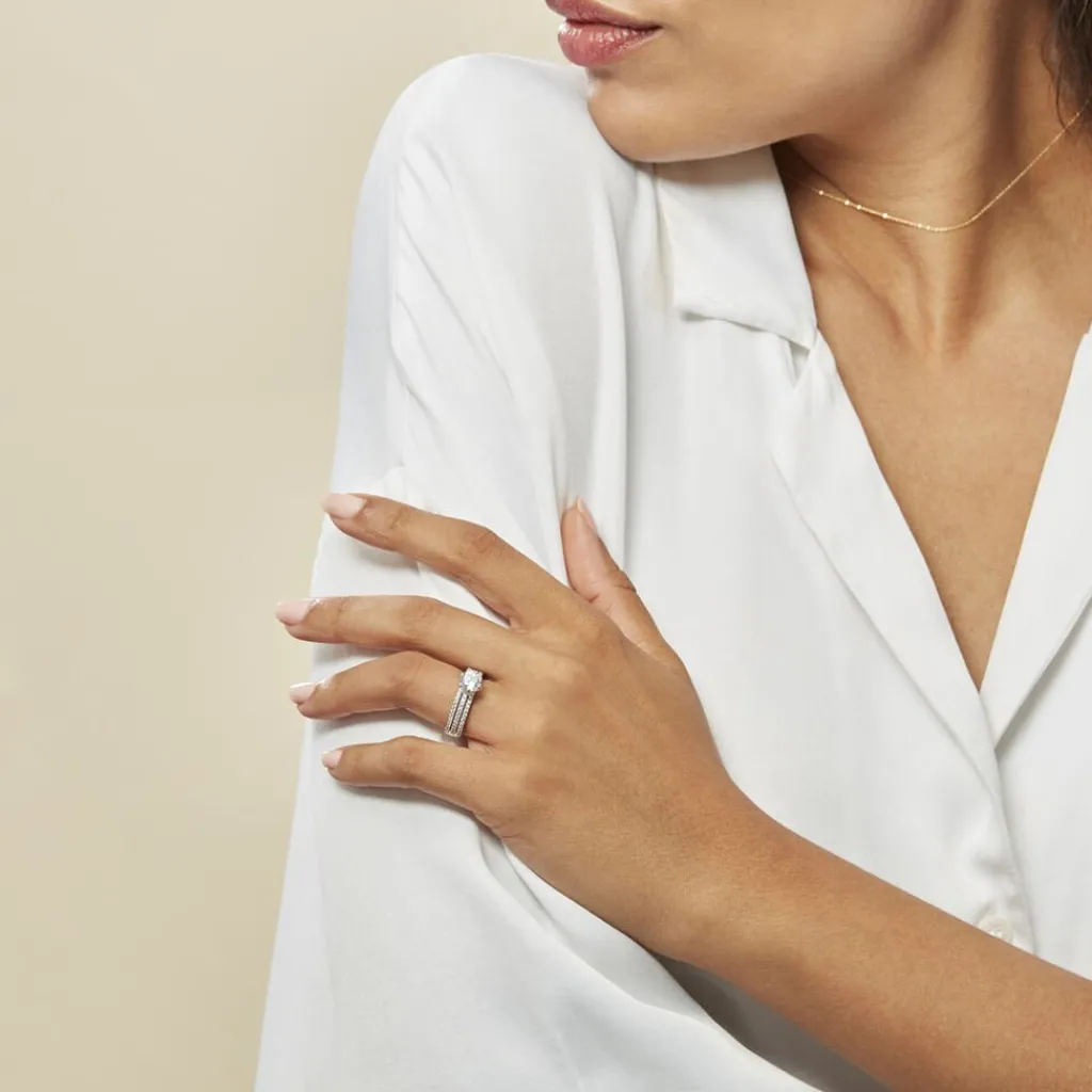 Histoire d'Or Bague Solitaire Ellora Argent Blanc Oxyde De Zirconium Sale