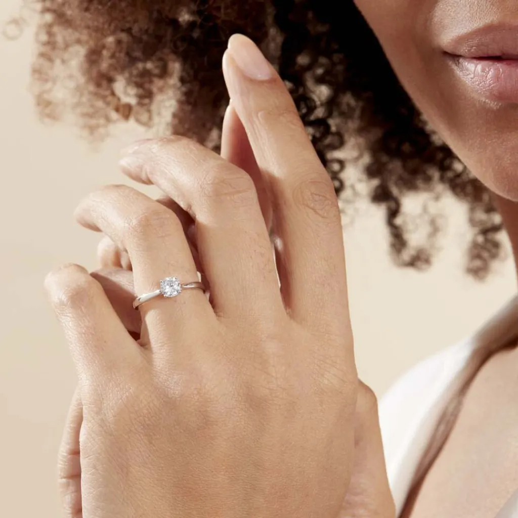 Histoire d'Or Bague Solitaire Elyana Argent Blanc Oxyde De Zirconium New