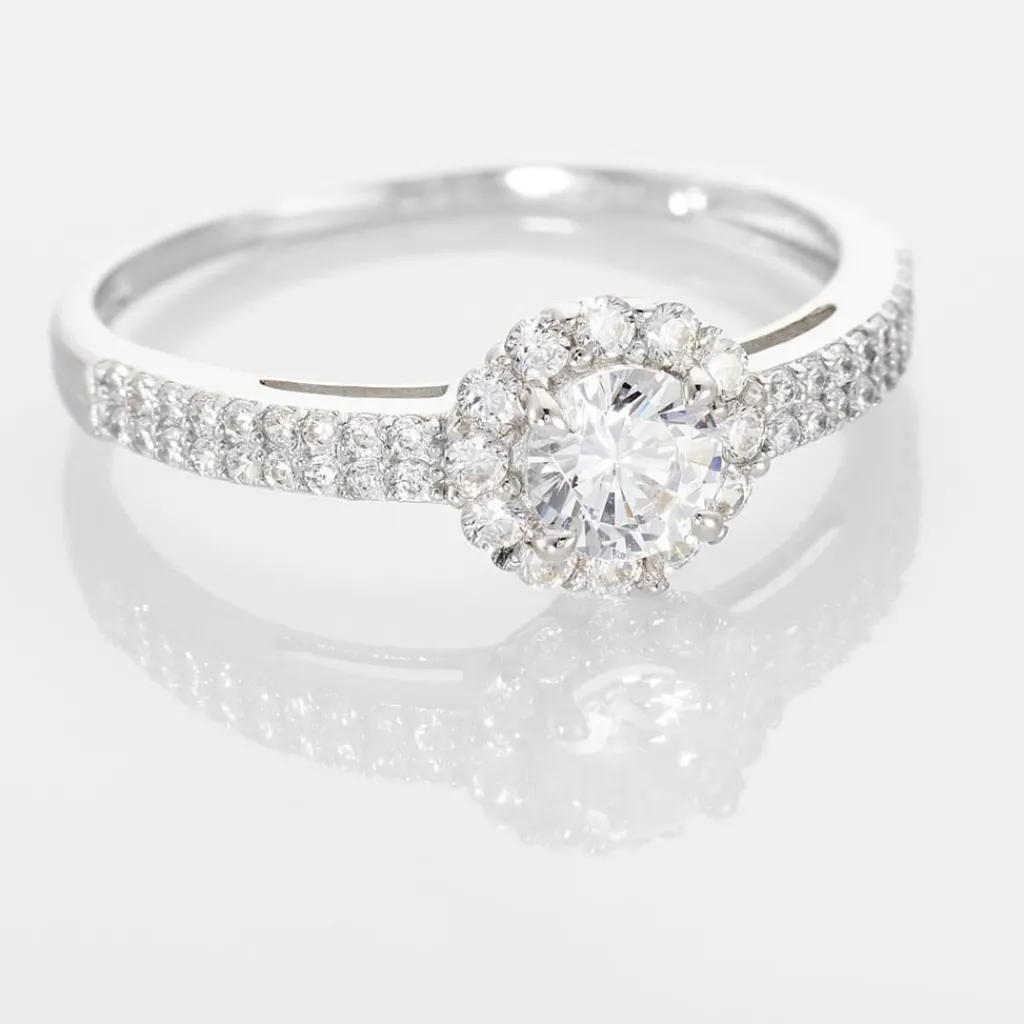 Histoire d'Or Bague Solitaire Fathima Or Blanc Oxyde De Zirconium Outlet
