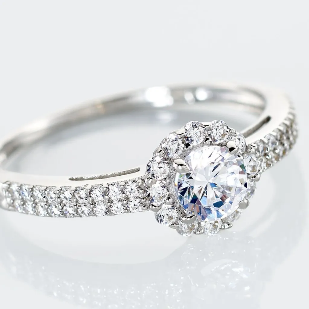 Histoire d'Or Bague Solitaire Fathima Or Blanc Oxyde De Zirconium Outlet