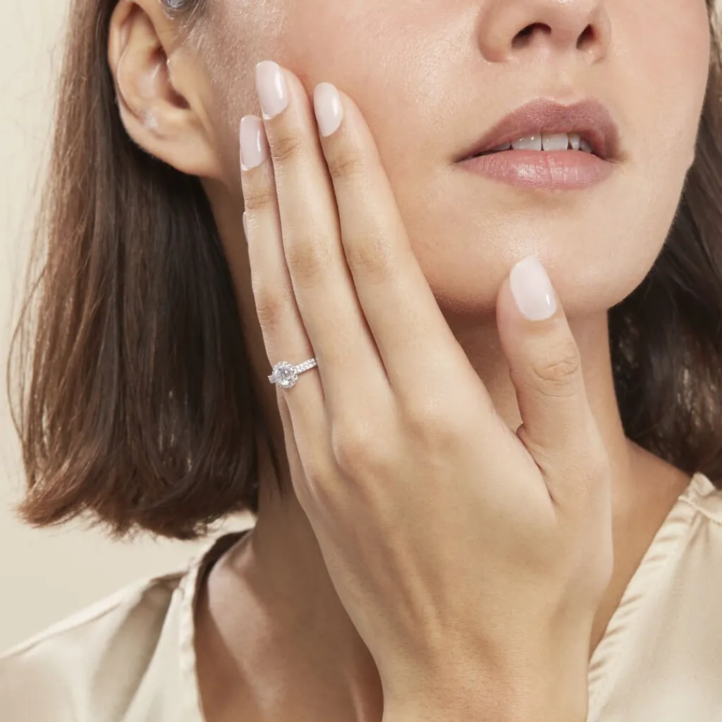 Histoire d'Or Bague Solitaire Fathima Or Blanc Oxyde De Zirconium Outlet