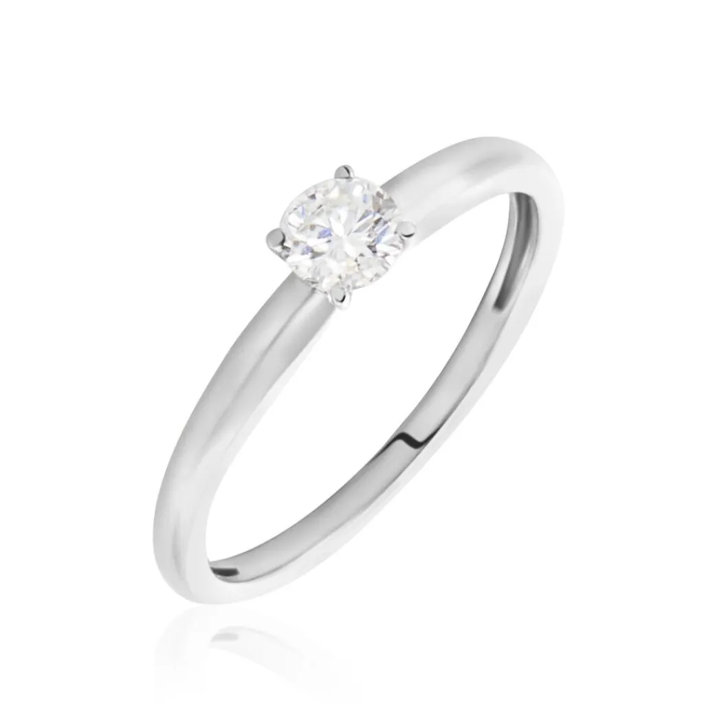 Histoire d'Or Bague Solitaire Flora Or Blanc Diamant Outlet