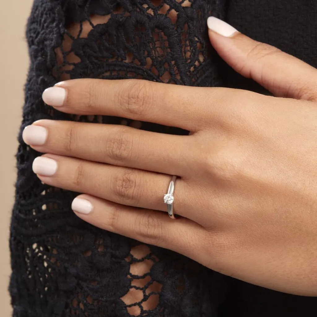 Histoire d'Or Bague Solitaire Flora Or Blanc Diamant Outlet