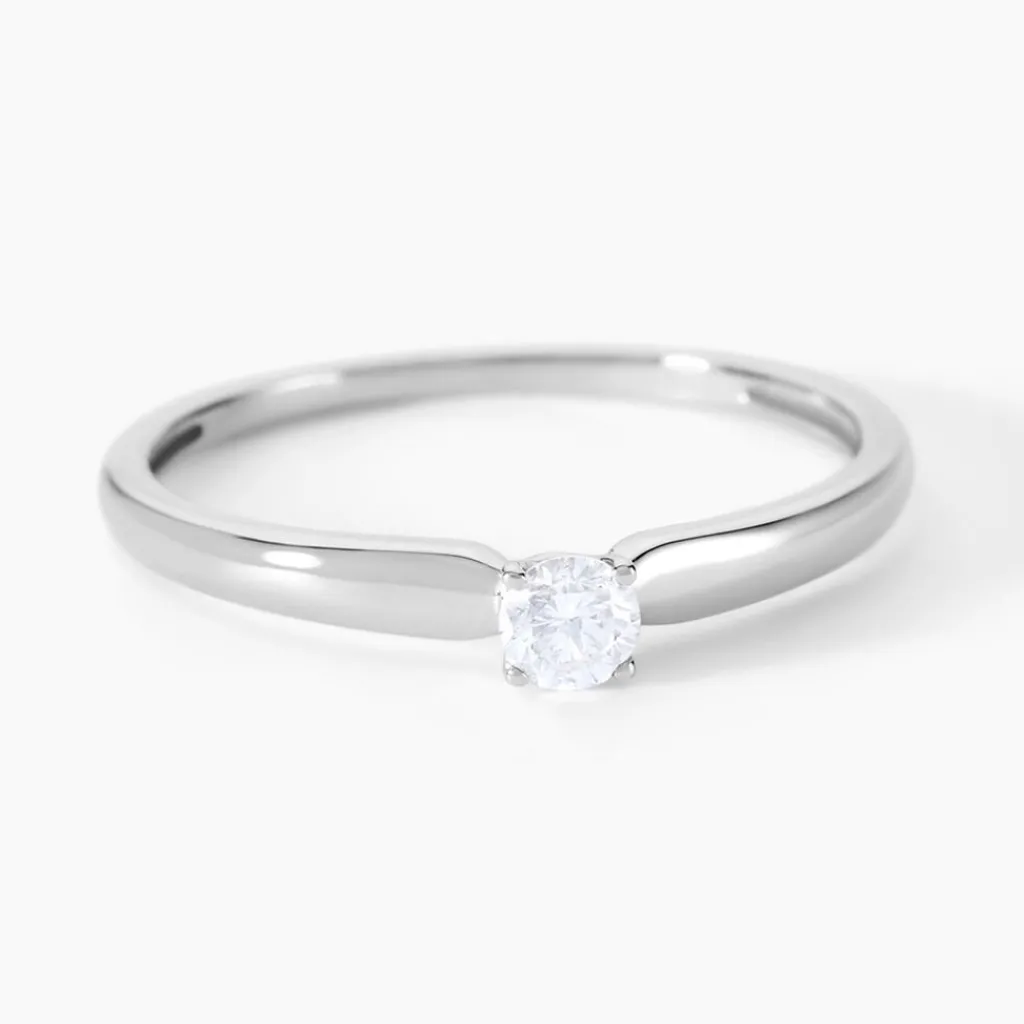Histoire d'Or Bague Solitaire Flora Or Blanc Diamant New