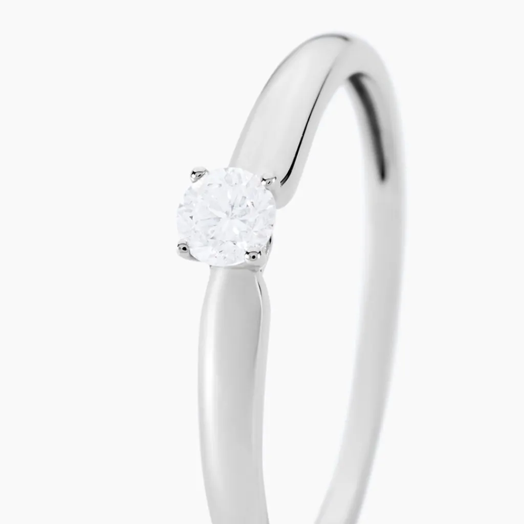 Histoire d'Or Bague Solitaire Flora Or Blanc Diamant New