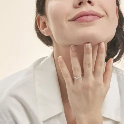 Histoire d'Or Bague Solitaire Flora Or Blanc Diamant New