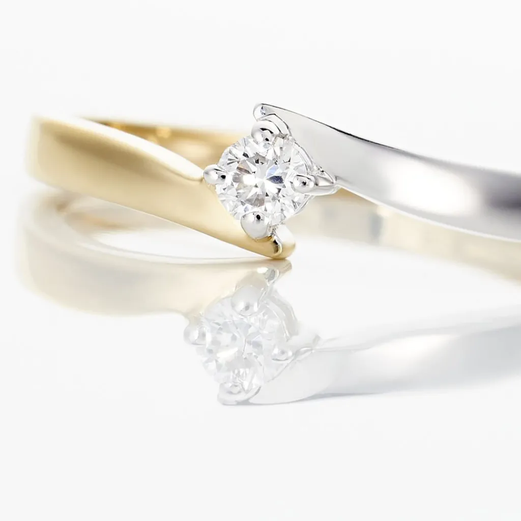 Histoire d'Or Bague Solitaire Francienne Or Bicolore Diamant Sale
