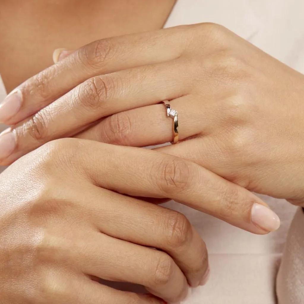 Histoire d'Or Bague Solitaire Francienne Or Bicolore Diamant Sale