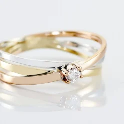 Histoire d'Or Bague Solitaire Gisla Or Tricolore Diamant Online