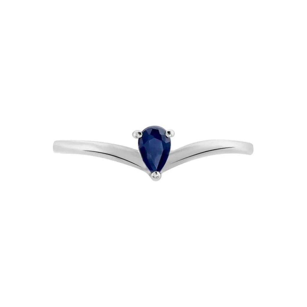 Histoire d'Or Bague Solitaire Goutte or blanc saphir New