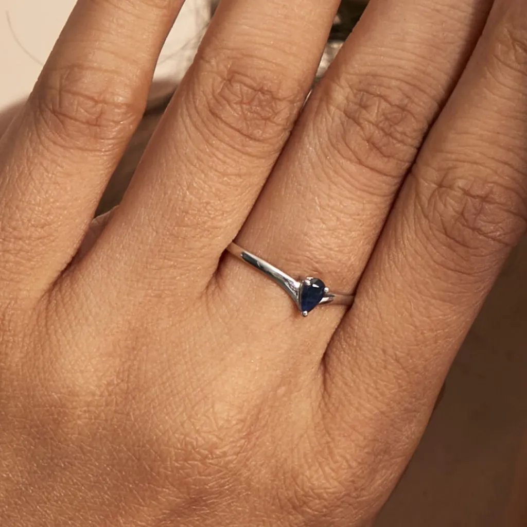 Histoire d'Or Bague Solitaire Goutte or blanc saphir New