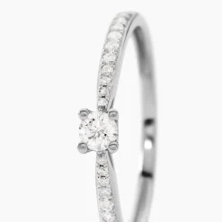 Histoire d'Or Bague Solitaire Hemera or blanc diamant New