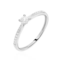 Histoire d'Or Bague Solitaire Hemera Or Blanc Diamant Outlet
