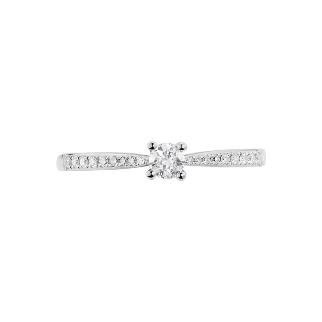 Histoire d'Or Bague Solitaire Hemera Or Blanc Diamant Outlet