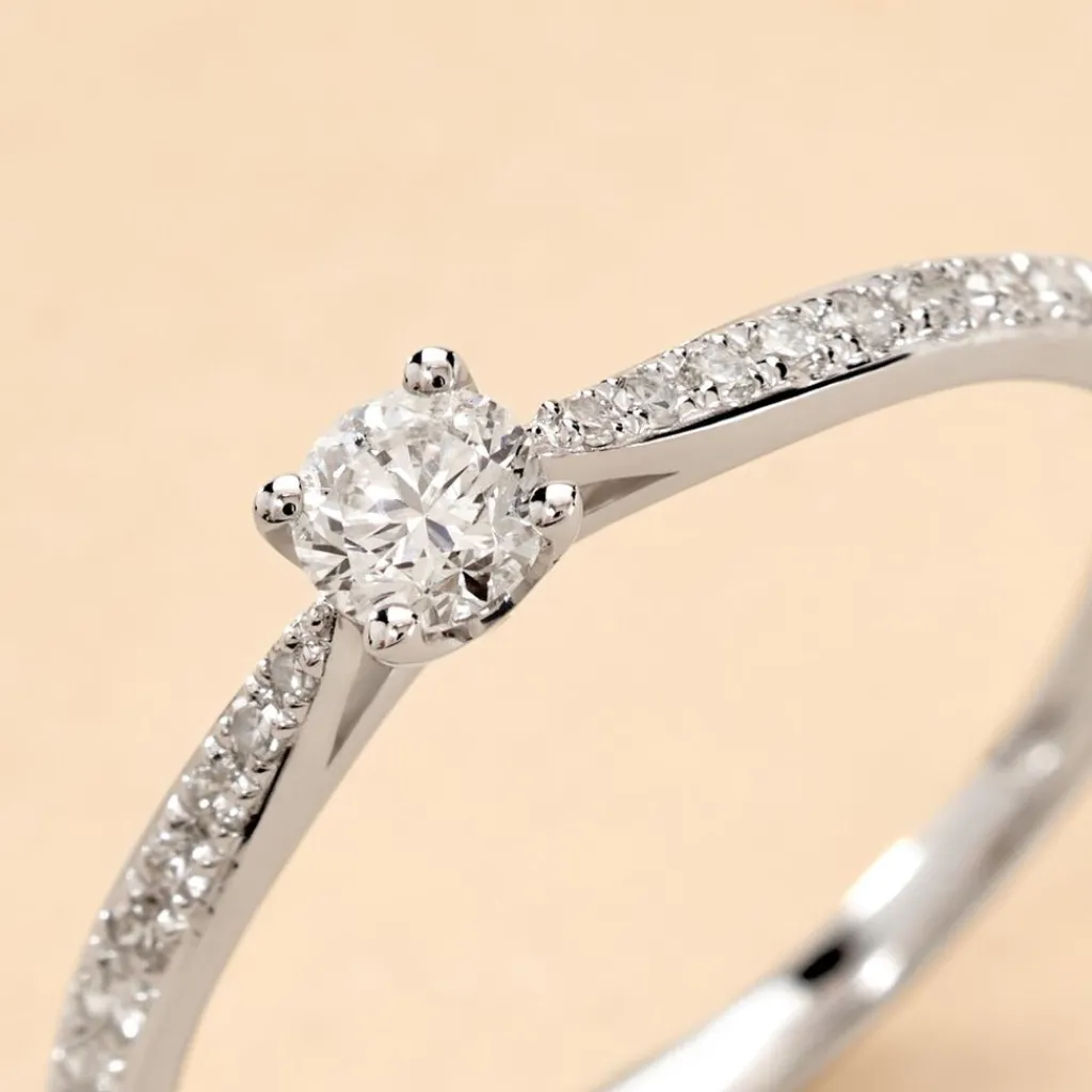 Histoire d'Or Bague Solitaire Hemera or blanc diamant Discount