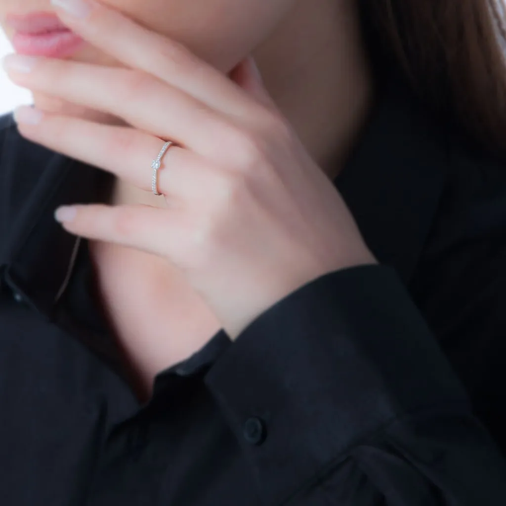 Histoire d'Or Bague Solitaire Hemera Or Blanc Diamant Clearance