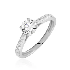 Histoire d'Or Bague Solitaire Hemera Or Blanc Diamant Synthetique
