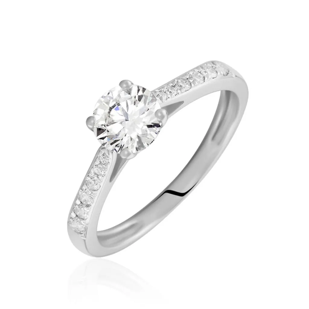 Histoire d'Or Bague Solitaire Hemera Or Blanc Diamant Synthetique