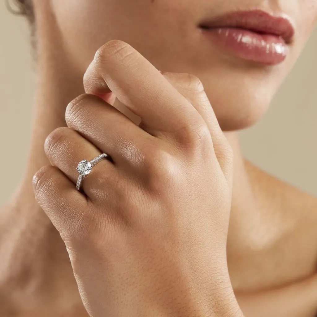 Histoire d'Or Bague Solitaire Hemera Or Blanc Diamant Synthetique