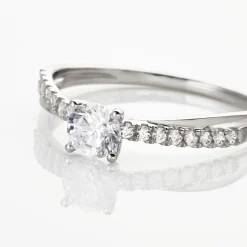 Histoire d'Or Bague Solitaire Kanel Or Blanc Oxyde De Zirconium Hot