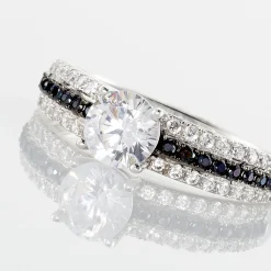 Histoire d'Or Bague Solitaire Katrina Or Blanc Oxyde De Zirconium New