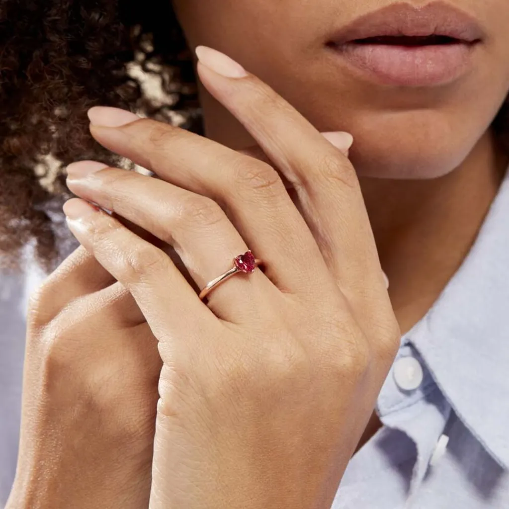 Histoire d'Or Bague Solitaire Kelvyn Argent Rose Oxyde De Zirconium argent rose oxyde rouge Discount