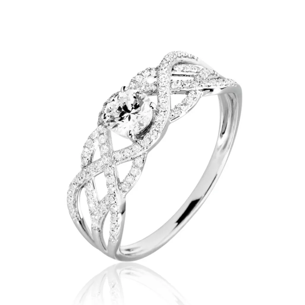 Histoire d'Or Bague Solitaire Liora Or Blanc Diamant New