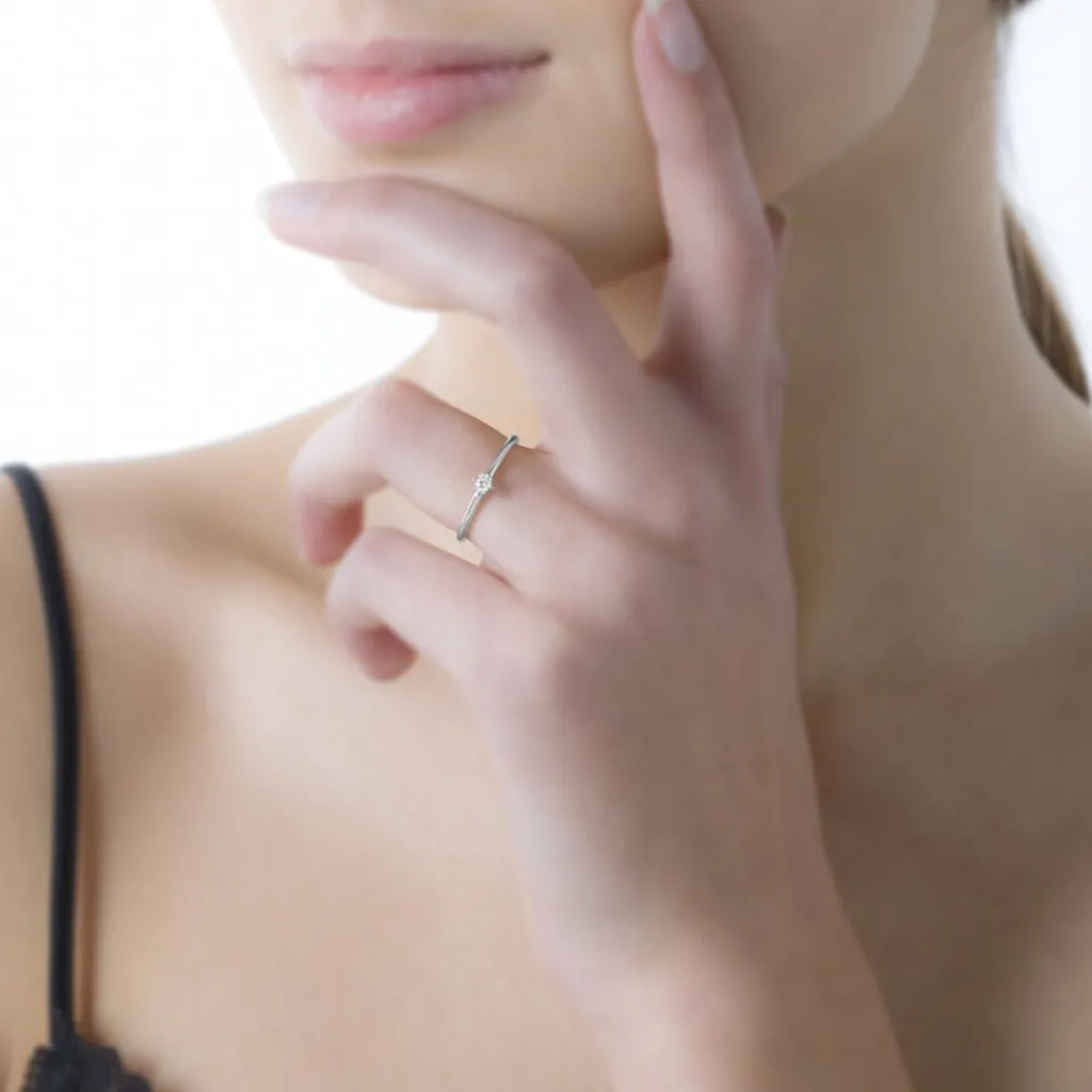 Histoire d'Or Bague Solitaire Liseline Or Blanc Diamant Online
