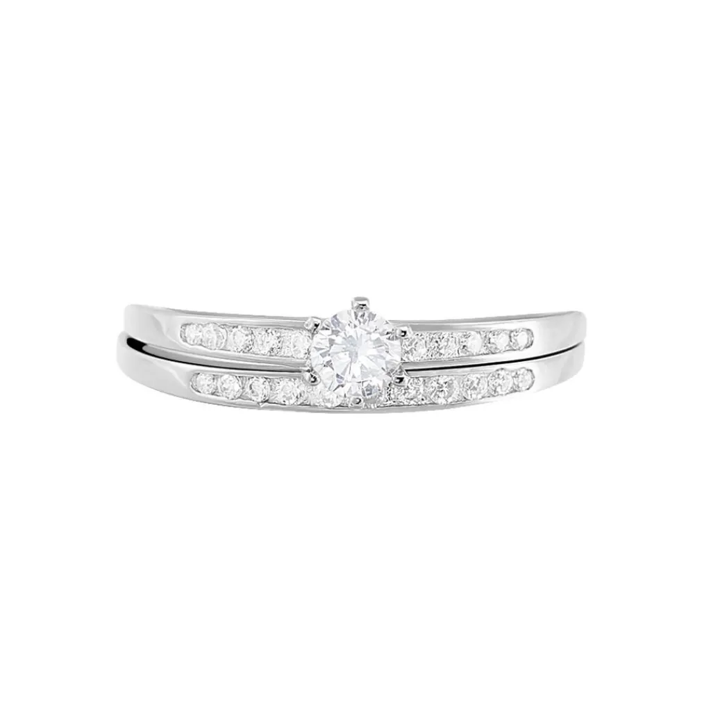 Histoire d'Or Bague Solitaire Maella Argent Blanc Oxyde De Zirconium