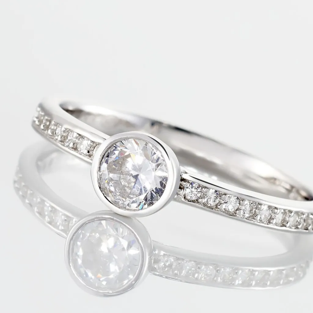 Histoire d'Or Bague Solitaire Mathylda Argent Blanc Oxyde De Zirconium Best