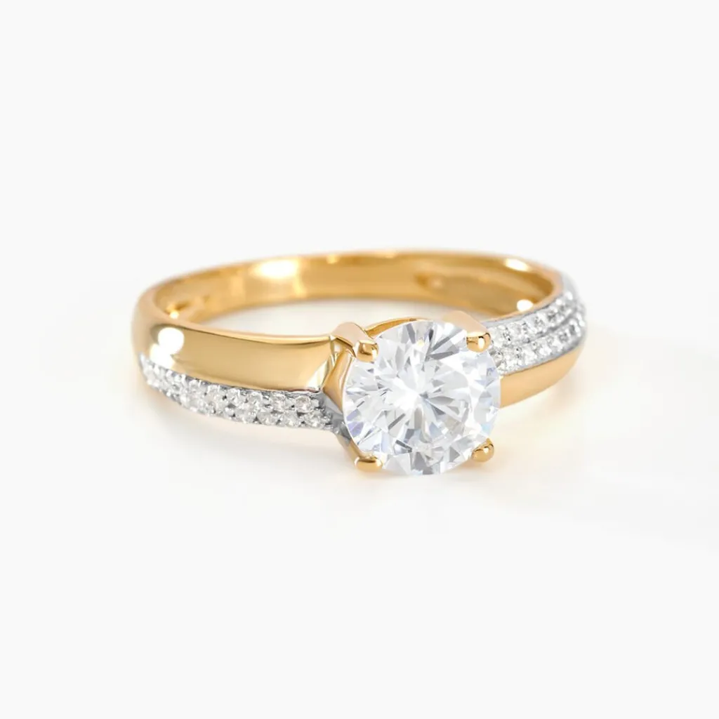 Histoire d'Or Bague Solitaire Messine Or Jaune Oxyde De Zirconium Clearance