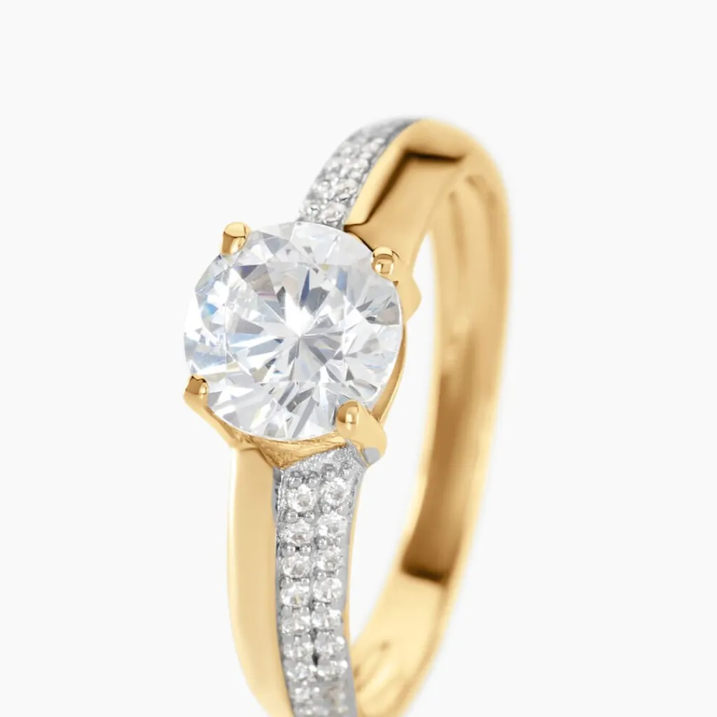 Histoire d'Or Bague Solitaire Messine Or Jaune Oxyde De Zirconium Clearance