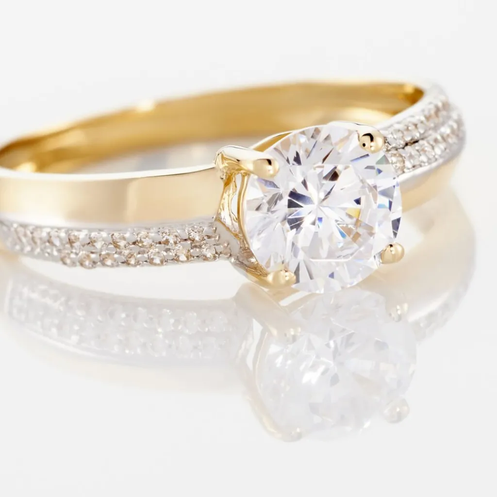 Histoire d'Or Bague Solitaire Messine Or Jaune Oxyde De Zirconium Clearance
