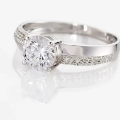 Histoire d'Or Bague Solitaire Messine Or Blanc Oxyde De Zirconium Best