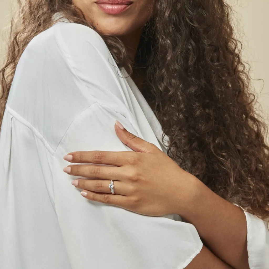 Histoire d'Or Bague Solitaire Messine Or Blanc Oxyde De Zirconium Best