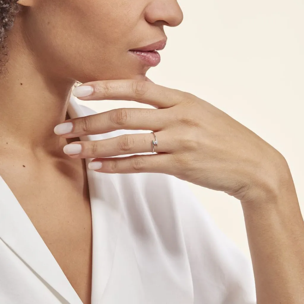 Histoire d'Or Bague Solitaire Moera Or Blanc Oxyde De Zirconium