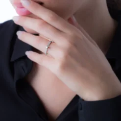 Histoire d'Or Bague Solitaire Morrigane Or Blanc Diamant New