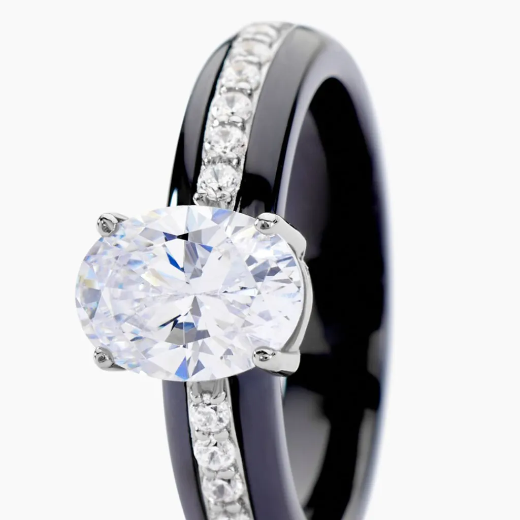 Histoire d'Or Bague Solitaire Neville Argent Blanc Céramique Et Oxyde De Zirconium Discount